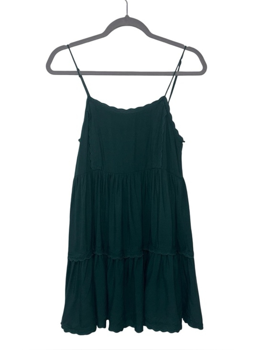 Urban Outfitters XS Green Tiered Babydoll Mini Dress Boho Flowy Cami Dress